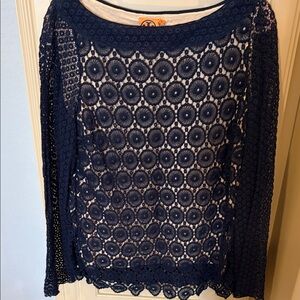 Tory Burch Dark Blue Lace Blouse